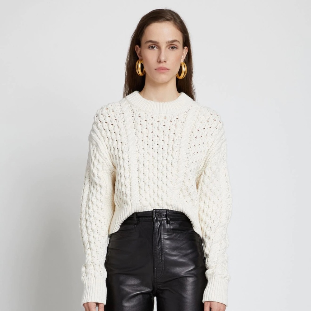 Proenza Schouler creme cable knit cardigan